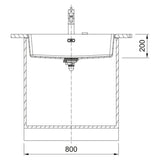 Franke Maris Granite Single Bowl 720mm Flushmount Stone Grey, MRG210-72SG-B