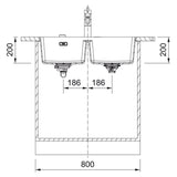 Franke Maris Granite Double Bowl 350-350mm Flushmount Stone Grey, MRG220-35SG-B
