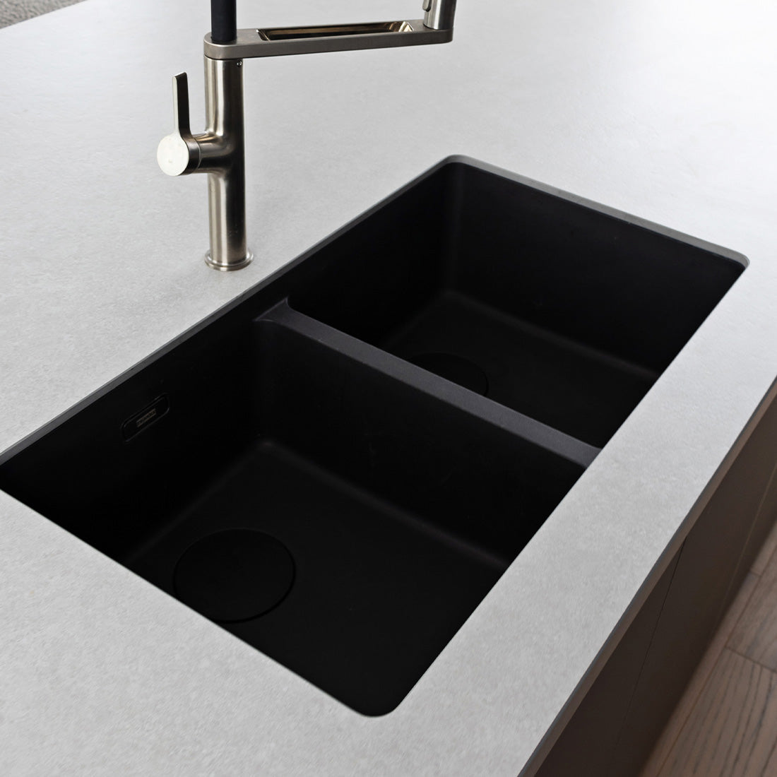 Franke Maris Granite Double Bowl 350-350mm Flushmount Matte Black, MRG 220/35-35B MB