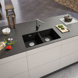 Franke Maris Granite Double Bowl 350-350mm Flushmount Onyx, MRG 220/35-35B ON