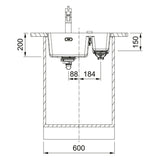 Franke Maris Granite One and a Half Bowl, 340-150mm, Flushmount, Right Hand, Polar White, MRG260SBRPW-B