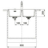 Franke Maris Granite Double Bowl Sink, 350-350mm Topmount, Matte Black, MRG 620/35-35B MB