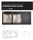 Euro MS085B Black Glass Double Bowl Sink - Clearance Discount