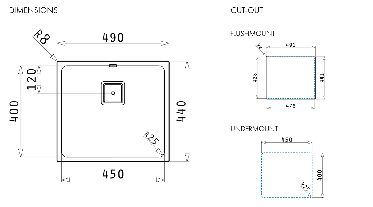 Euro Appliances Ms097S Single Bowl Stainless Steel Undermount Sink Kitchen Sinks
