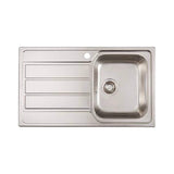 Euro Appliances Ms101S Right Hand Bowl Single And Drainer Sink Top Mounted Kitchen Sinks