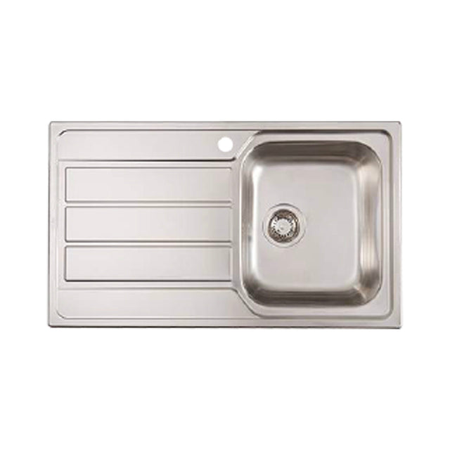 Euro Appliances Ms101S Right Hand Bowl Single And Drainer Sink Top Mounted Kitchen Sinks