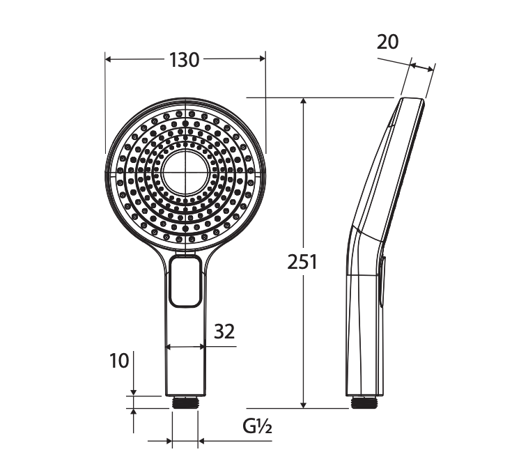 Fienza MSH140 Kuro Hand Shower Head, Round, Chrome