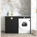 Otti Marlo LA-1300-MA 1300 × 600 × 900mm Base Laundry Cabinet with Stone Top & Sink, Black