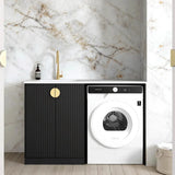 Otti Marlo LA-1300-MA 1300 × 600 × 900mm Base Laundry Cabinet with Stone Top & Sink, Black