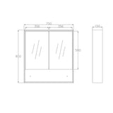 Otti MASV750B Marlo 750mm Matte Black Shaving Cabinet