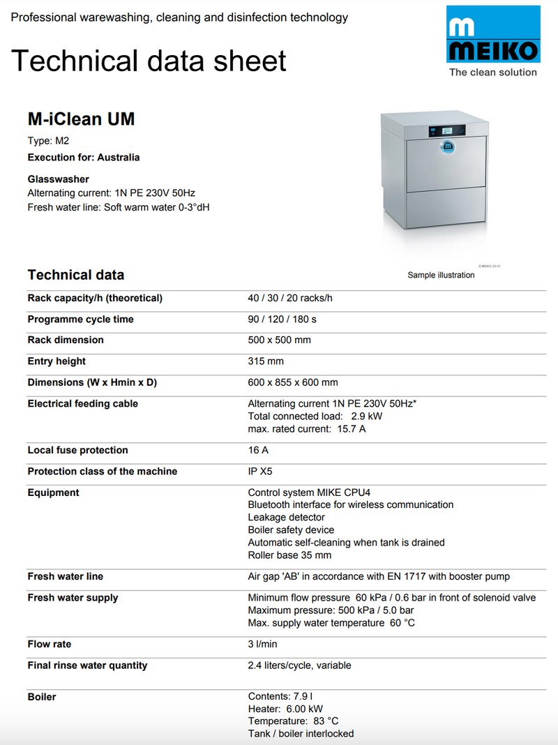 Meiko M-iClean UM Commercial Glasswasher and Dishwasher - Special Order