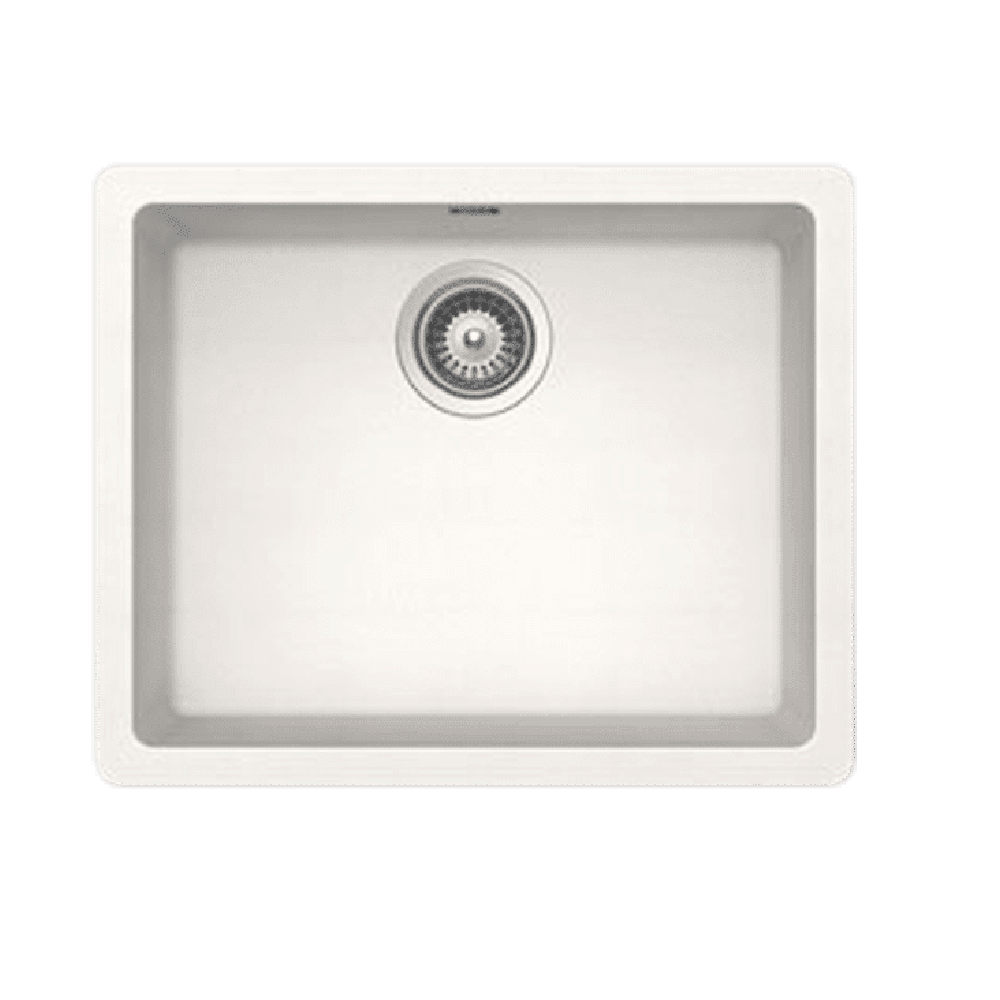Abey Soho Single Large Bowl Topmount/Undermount Sink, 550x430mm, Polaris, White, N120W