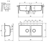 Abey N200B Schock Horizont Double Bowl Sink - Special Order Granite Kitchen Sinks