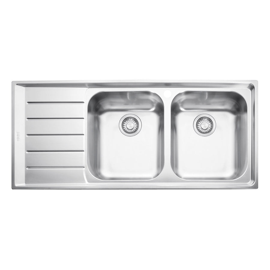 Franke NEX621LHD Neptune Double Bowl Sink with Left Hand Drainer, Stainless Steel