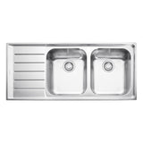 Franke NEX621LHD Neptune Double Bowl Sink with Left Hand Drainer, Stainless Steel