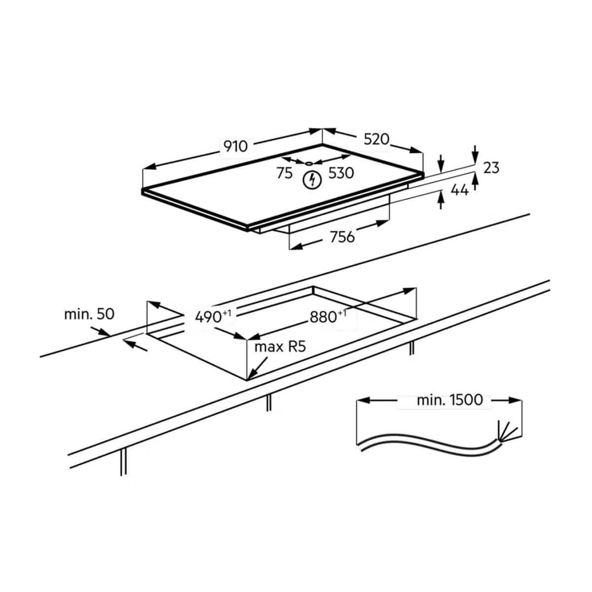 AEG NIK95N00FB 90cm 6000 Series 5 Zone Induction Cooktop With ProCook - AEG Factory Seconds