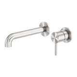 Nero Zen Wall Basin/Bath Mixer, 185mm Spout (Separate Plates) Brushed Nickel NR162210B185BN