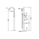 Nero NR210903aGM Freestanding Bath Mixer with Handshower - Gunmetal Grey