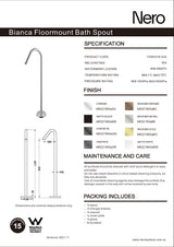 Nero Mecca Floor Standing Bath Spout Only Brushed Nickel NR221903ABN