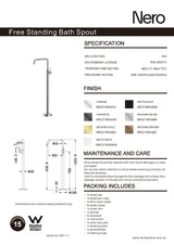 Nero Mecca Freestanding Bath Mixer Square Shape Brushed Nickel NR221903bBN