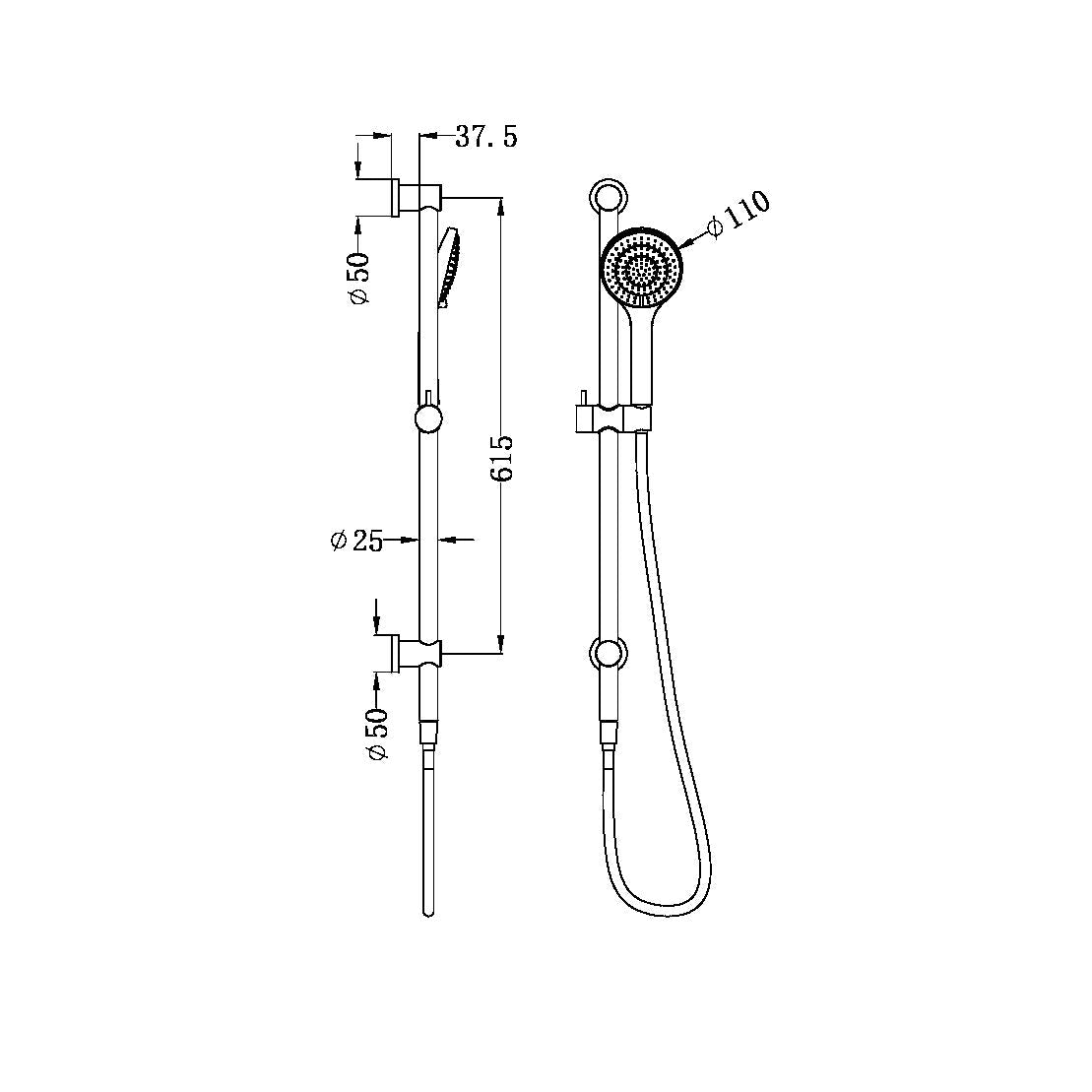 Nero NR221905aMB Mecca Rail Shower with Air Shower - Matte Black