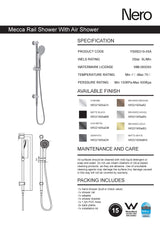 Nero Mecca Rail Shower With Air Shower Chrome NR221905aCH