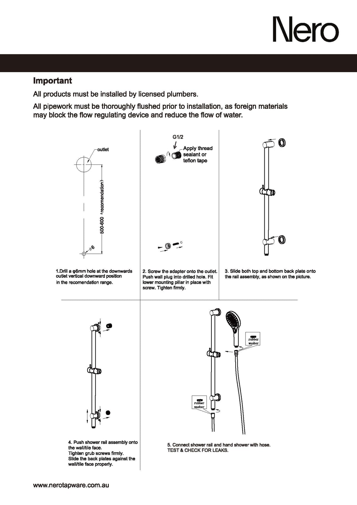 Nero Mecca Rail Shower With Shower Brushed Bronze NR221905dBZ