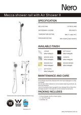 Nero Mecca Shower Rail With Air Shower II Brushed Bronze NR221905GBZ