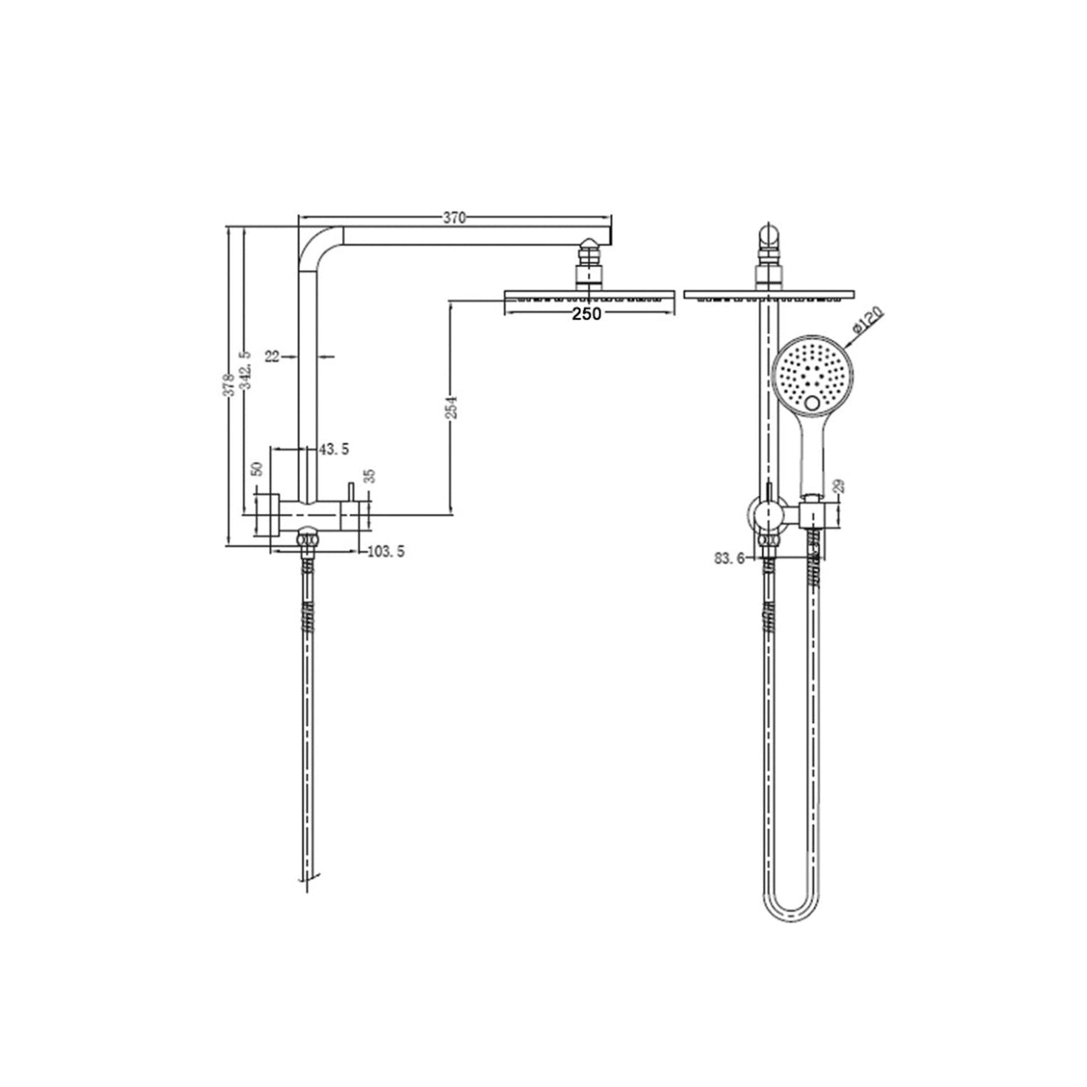 Nero NR250805bBN Dolce 2 in 1 Shower Set - Brushed Nickel