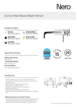 Nero Dolce Wall Basin/Bath Mixer Chrome NR250810BCH