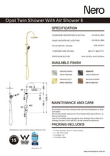 Nero Opal Twin Shower With Air Shower II Graphite NR251905HGR