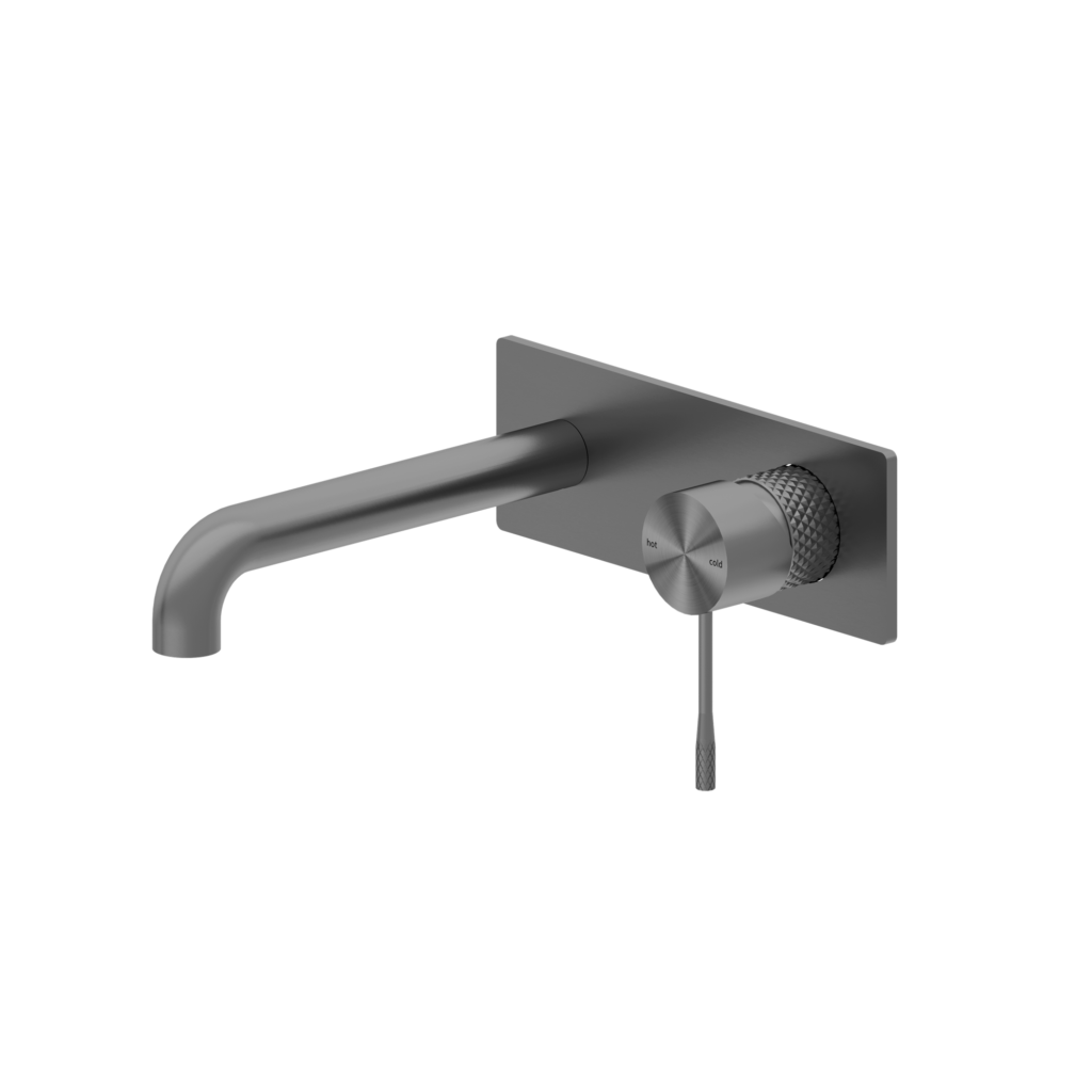 Nero NR251907aGR Opal Wall Basin / Bath Mixer - Graphite Gunmetal Grey