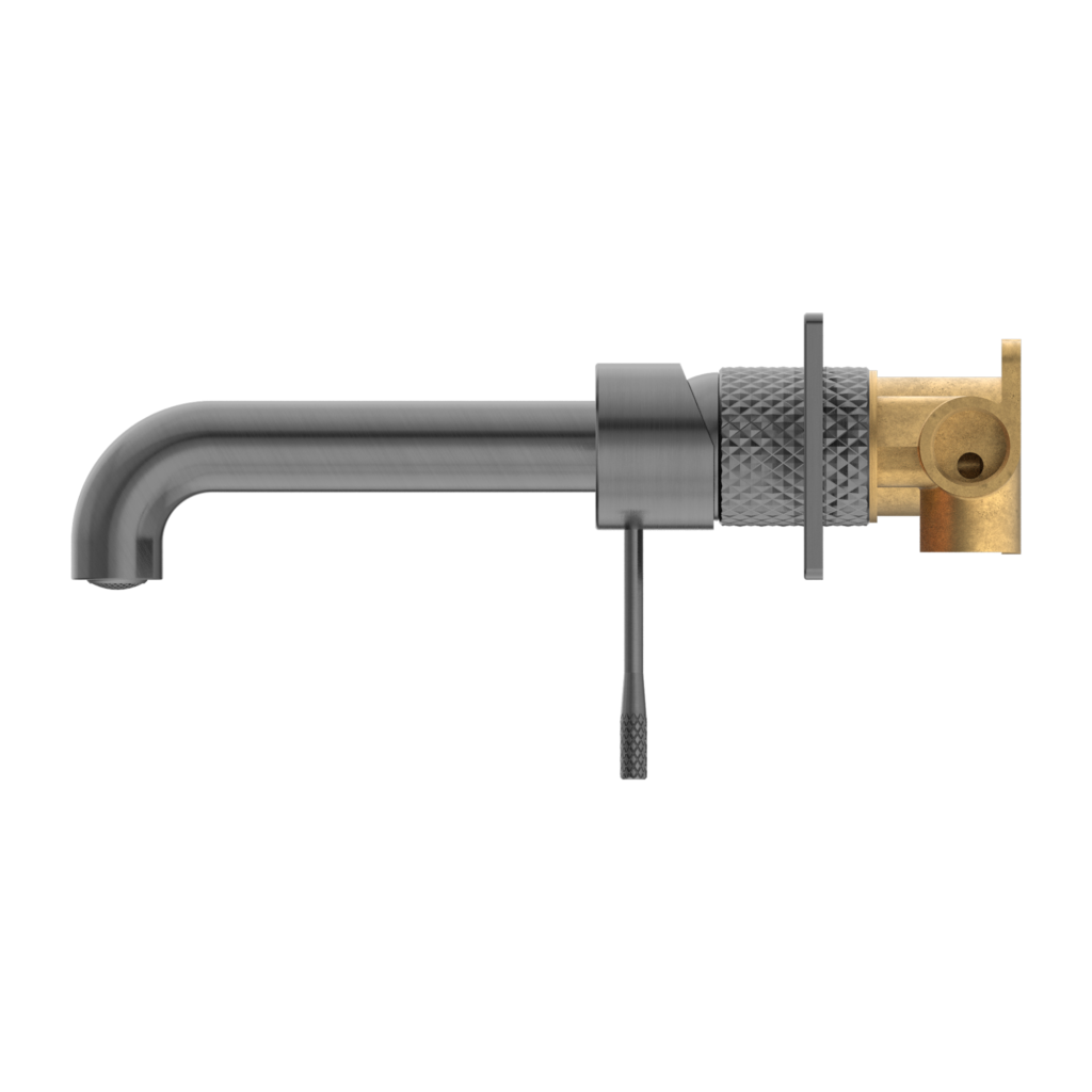 Nero NR251907aGR Opal Wall Basin / Bath Mixer - Graphite Gunmetal Grey
