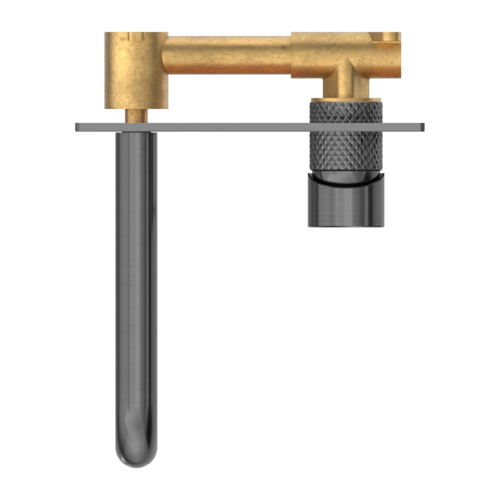 Nero NR251907aGR Opal Wall Basin / Bath Mixer - Graphite Gunmetal Grey