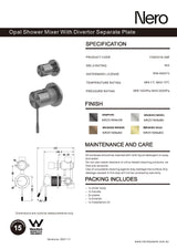 Nero Opal Shower Mixer with Diverter Separate Plate Brushed Gold NR251909eBG