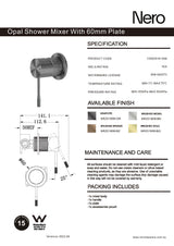 Nero Opal Shower Mixer with 60mm Plate Brushed Nickel NR251909hBN