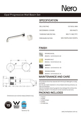 Nero Opal Progressive Wall Basin Mixer 230mm Spout Brushed Gold NR252007a230BG