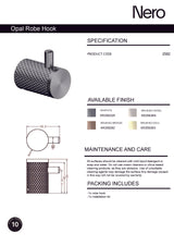 Nero Opal Robe Hook Brushed Gold NR2582BG