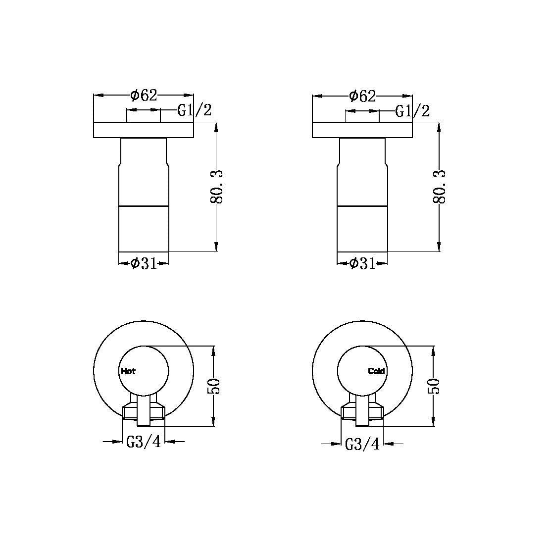 Nero NR262109dBN Washing Machine Tap Set - Brushed Nickel