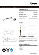 Nero Kara Progressive Wall Basin Set Mixer 160mm Spout Chrome NR271907a160CH