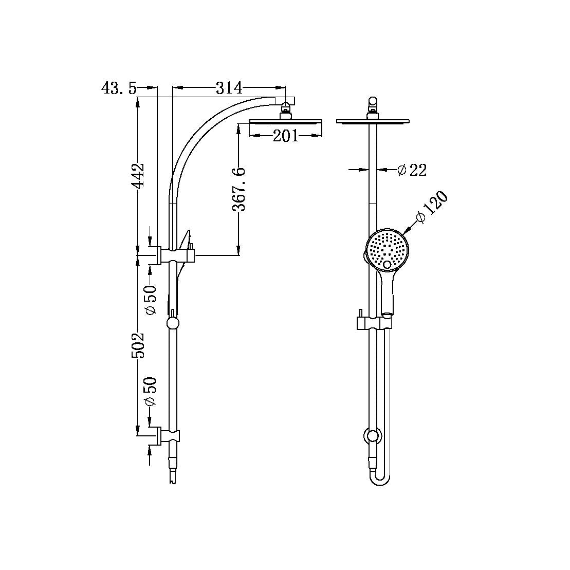 Nero NR280705EMB Dolce Shower Set - Matte Black