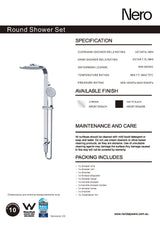 Nero Astra Rain Round Shower Set Single Hose Matte Black NR281305AMB