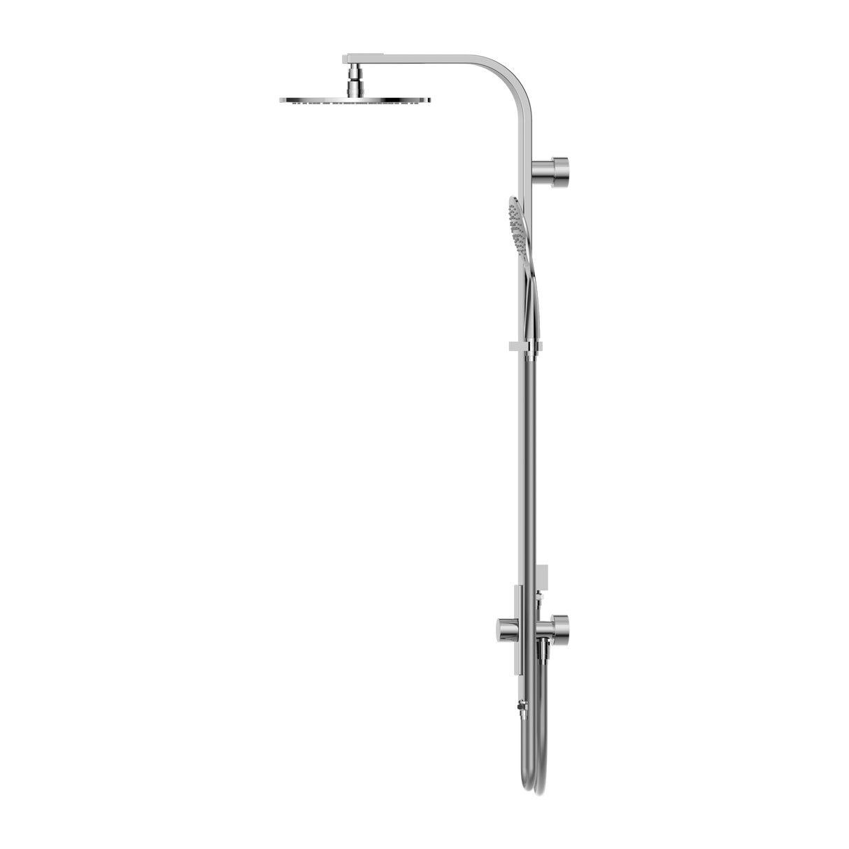Nero NR281305bCH Astra Rain Round Twin Shower Double Hose Shower - Chrome