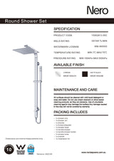 Nero Astra Rain Square Shower Set Single Hose Chrome NR281305CCH