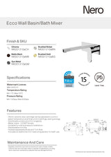 Nero Ecco Wall Basin/Bath Mixer Chrome NR301310ACH