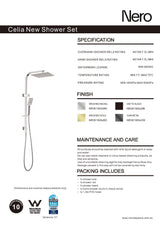 Nero Celia Shower Set Square Head Chrome NR301505CCH