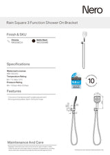 Nero Rain 3 Function Rail Shower Bracket Chrome NR306CH