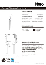 Nero Square Shower On Bracket Chrome NR309CH