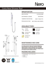 Nero Celia New Shower Rail Matte Black NR316MB