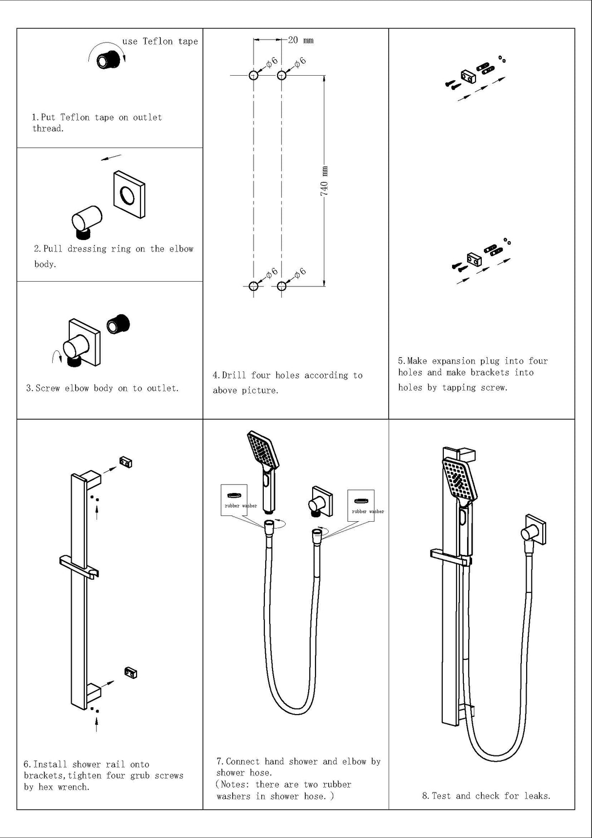 Nero Celia New Shower Rail Matte Black NR316MB